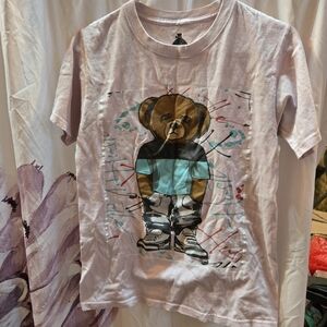 Graphic T-Shirt with Bear Design - Pink